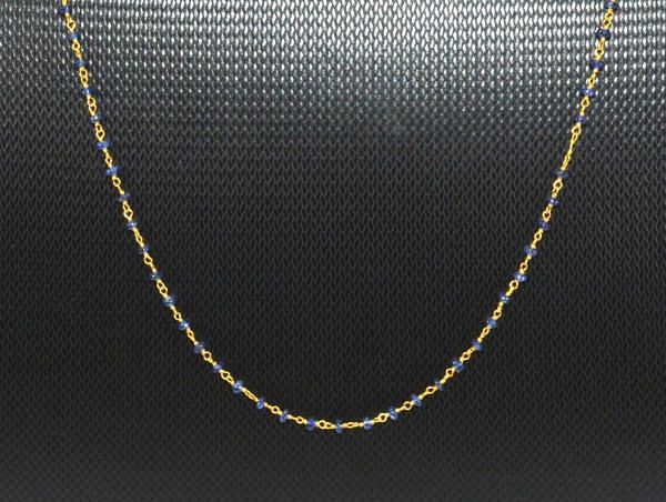  14k Solid Gold Necklace in 2.00 mm Size With Blue Sapphire Stone, SGGRC-132