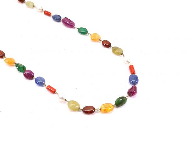  14k Solid Gold Necklace - Natural Multi Stones - SGGRC-150