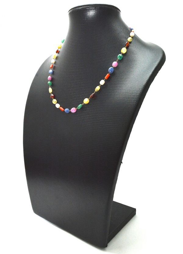  14k Solid Gold Necklace Studded With Natural Multi Stone - SGGRC-152