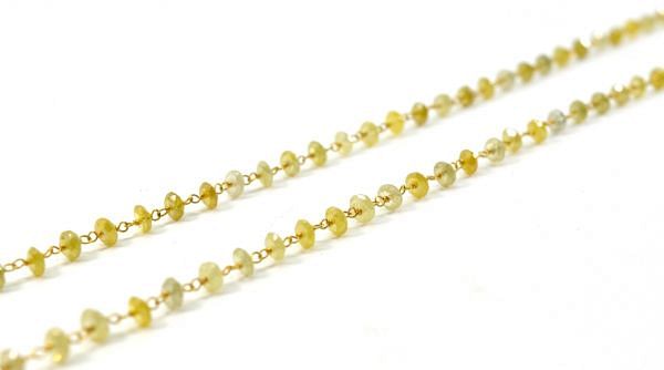  14k Solid Gold Necklace With Natural Yellow Diamond Stones -3MM Size, SGGRC-158