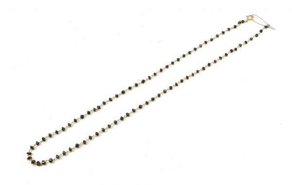  14k Solid Gold Necklace - Natural Yellow Diamond Stones, 2 - 3MM Size - SGGRC-160