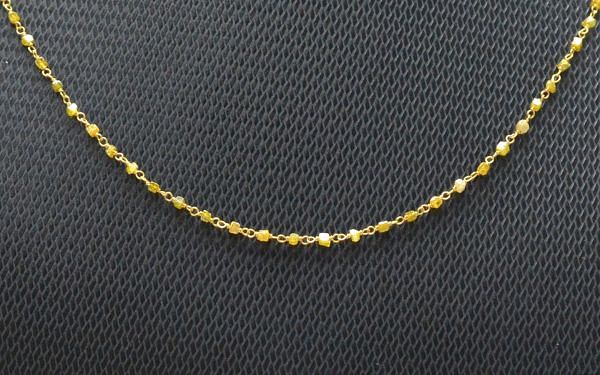  14k Solid Gold Necklace Studded With Natural Yellow Diamond Stones - SGGRC-161