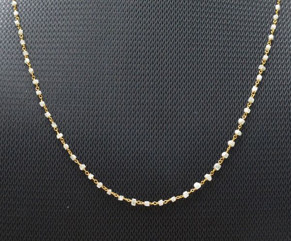  14k Solid Gold Necklace With Natural White Diamond Stones, 1.50 - 2MM - SGGRC-163