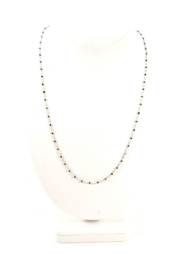  Amazingly 14k Solid Gold Necklace -Black And Grey Diamond Stone, 1.50 MM - SGGRC-169