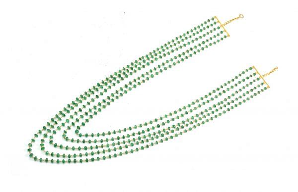  14k Solid Gold Necklace Studded With Natural Emerald Stone -3.50 - 4MM  SGGRC-170