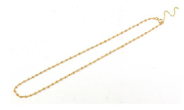  14k Solid Gold Necklace With Natural Orange Sapphire Stone, 2mm -  SGGRC-184