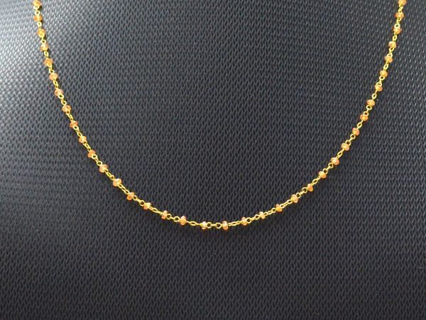  14k Solid Yellow Gold Necklace - Natural Orange Sapphire, 2mm - SGGRC-185