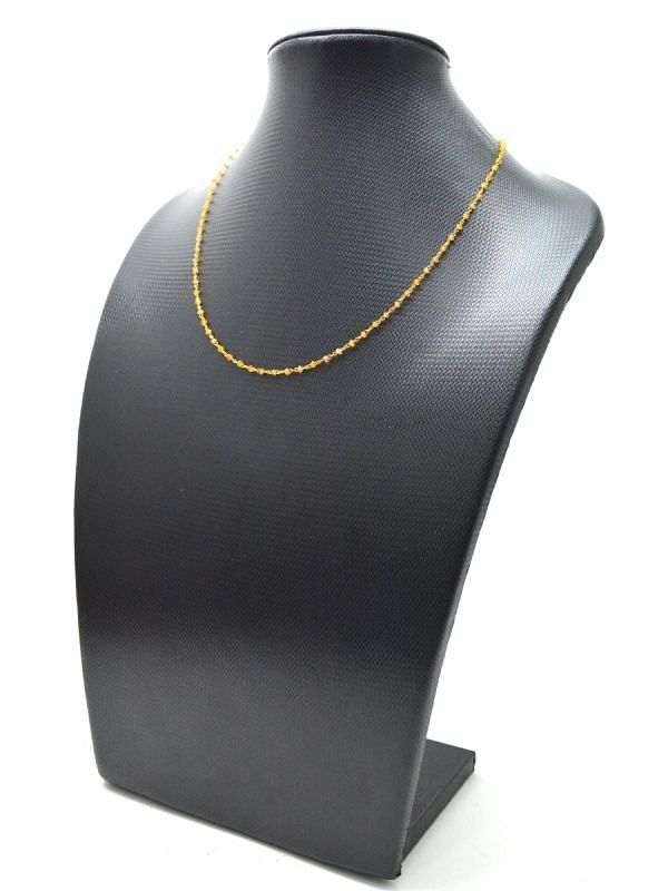  14k Solid Gold Necklace Studded With Orange Sapphire Stone - 2MM, SGGRC-187
