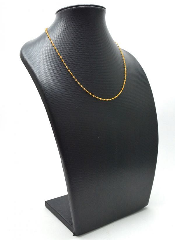 14k Solid Gold Necklace Studded With Orange Sapphire Stone - 2MM, SGGRC-187