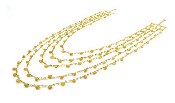  14k Solid yellow Gold Necklace - Natural Yellow Sapphire, 2.50MM - SGGRC-201