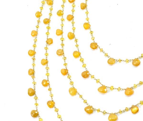  14k Solid yellow Gold Necklace - Natural Yellow Sapphire, 2.50MM - SGGRC-201