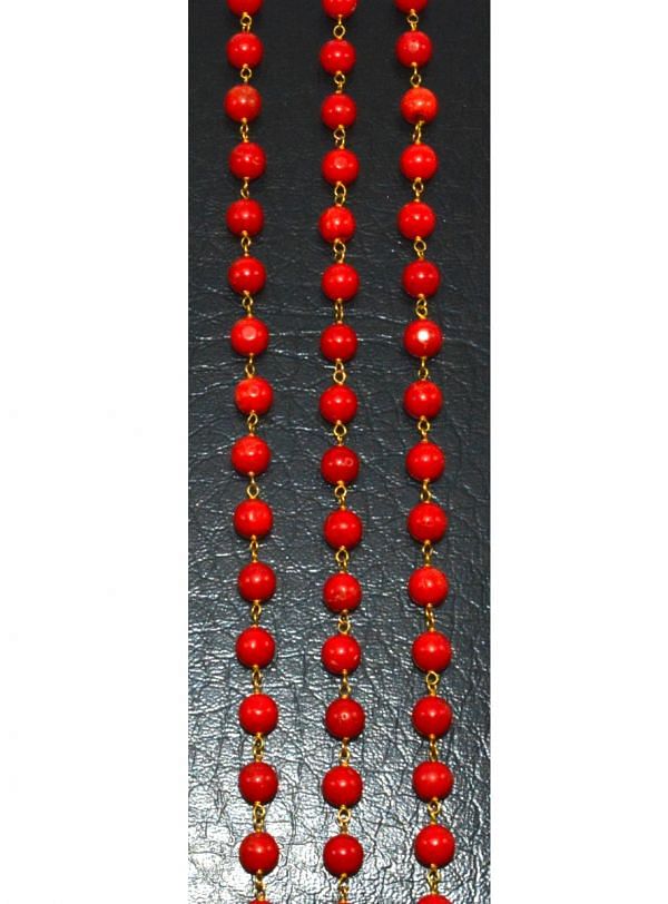 Amazing  14k Solid yellow Gold Bracelet Studded With Coral Stone - SGGRC-212