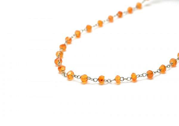  14k Solid yellow Gold Necklace With Natural Cornelian Stones - 2.50 MM, SGGRC-217