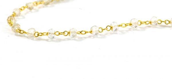  Lovely 14k Solid yellow Gold Necklace Studded With Crystal Stone - SGGRC-227