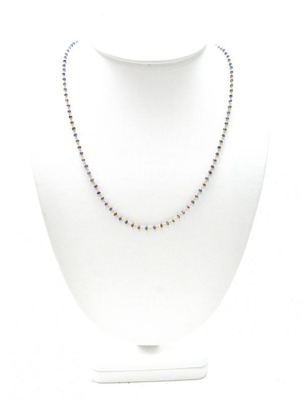  Stunning 14k Solid yellow Gold Necklace With Blue Sapphire In 2mm Size - SGGRC-229