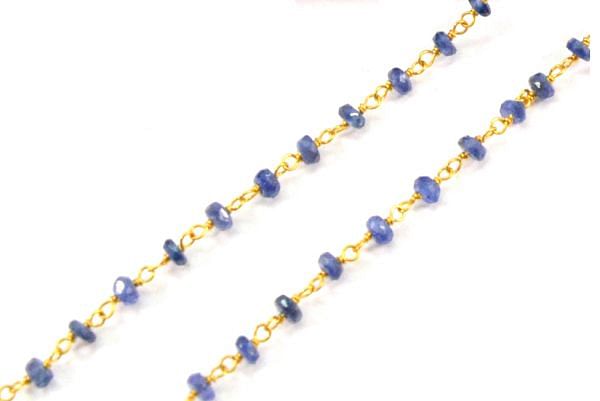  Stunning 14k Solid yellow Gold Necklace With Blue Sapphire In 2mm Size - SGGRC-229