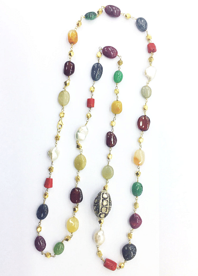 Astro Necklace, Natural Sapphire, Ruby, Emerald, Pearl, Coral, Hessonite Necklace Wrepped In 925 Sterling Silver, Natural Mix Stone Necklace