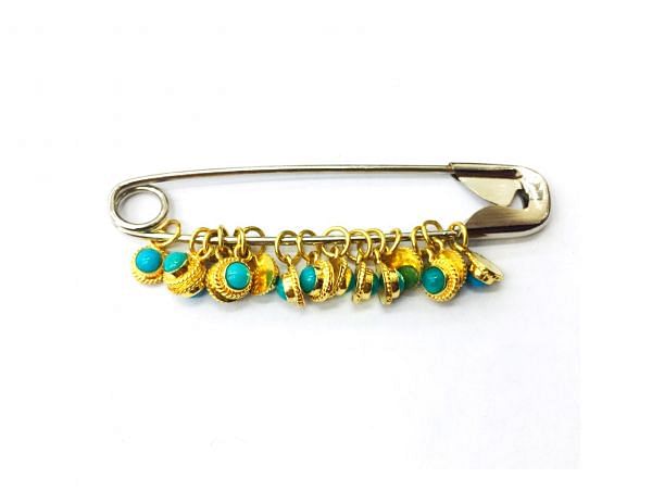  18K Solid Yellow Gold Round  Shape Pendant Natural Turquoise Stone, SGTAN-1089, Sold By 1 Pcs.