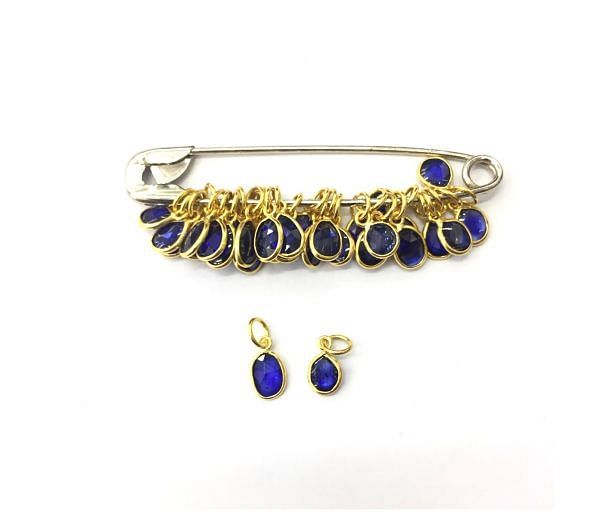  18K Solid Yellow Gold Pendant Studded With Natural Blue Sapphire Stone, (Fancy Shape), SGTAN-1104, Sold By 1 Pcs.