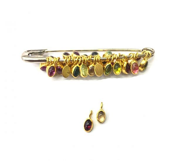  18K Solid Yellow Gold  Natural Tourmaline Stone  In Oval Shape Pendant, SGTAN-1106, Sold By 1 Pcs.