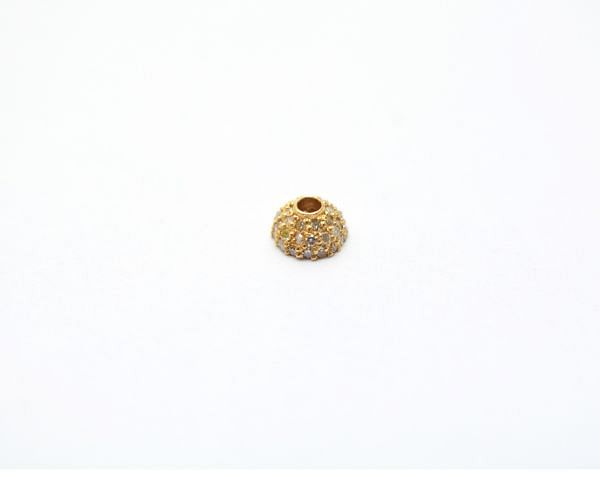  18K Solid Yellow Gold Micro Pave Diamond 6,00X3,00mm Bead - Cap Shape, SGTAN-1143, Sold By 1 Pcs.