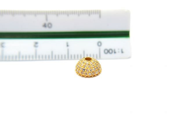  18K Solid Yellow Gold Micro Pave Diamond Cap Shape Bead - 8,00X4,00mm, SGTAN-1144, Sold By 1 Pcs.