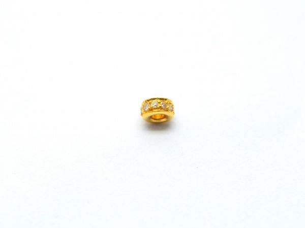  18K Solid Yellow Gold Wheel Shape  Micro Pave Diamond Bead, (4,00X2,00mm), SGTAN-1145, Sold By 1 Pcs.