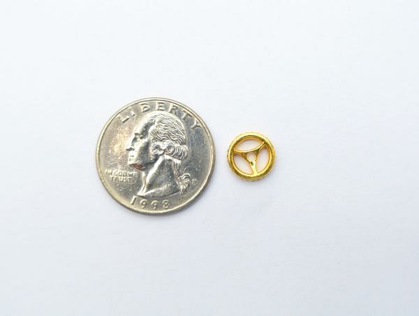  18K Solid Yellow Gold Wheel Shape 10,00X2,00mm Micro Pave Diamond Bead, SGTAN-1148, Sold By 1 Pcs.