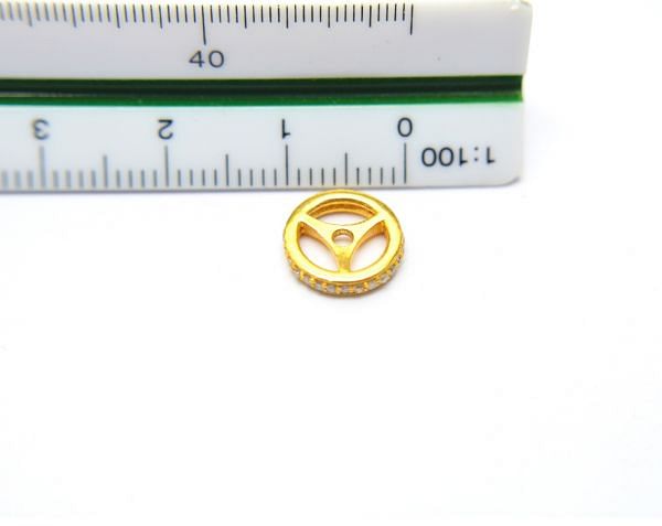  18K Solid Yellow Gold Wheel Shape 10,00X2,00mm Micro Pave Diamond Bead, SGTAN-1148, Sold By 1 Pcs.