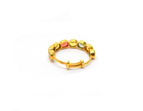 18K Solid Yellow Gold Ring With  Multi Sapphire Stone, SGTAN-1169, Sold By 1 Pcs.