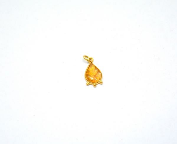 18K Solid Yellow Gold Pear Shape Pendant With Natural Yellow Sapphire Stone, SGTAN-1175, Sold By 1 Pcs.