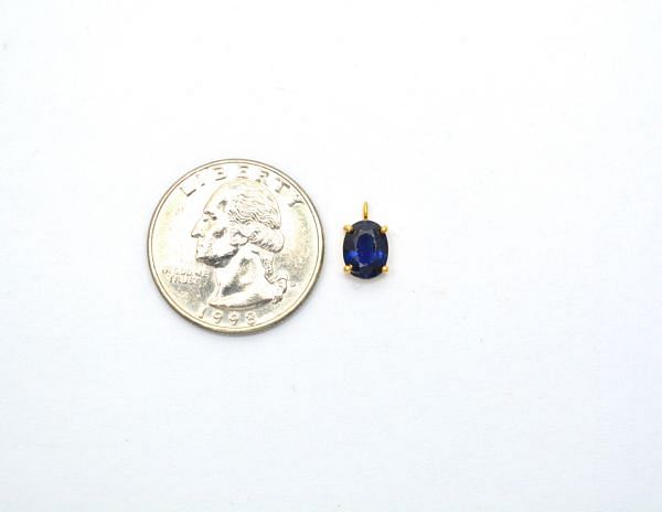 18K Solid Yellow Gold Natural Kyanite Stone Studded In  Oval Shape Pendant, SGTAN-1176, Sold By 1 Pcs.