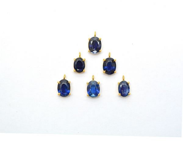 18K Solid Yellow Gold Natural Kyanite Stone Studded In  Oval Shape Pendant, SGTAN-1176, Sold By 1 Pcs.