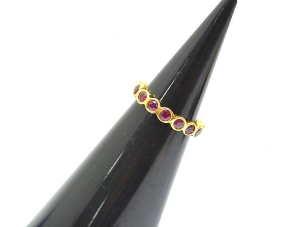 18K Solid Yellow Gold Natural Ruby  Stone Ring ,(Round  Shape), SGTAN-1204, Sold By 1 Pcs.