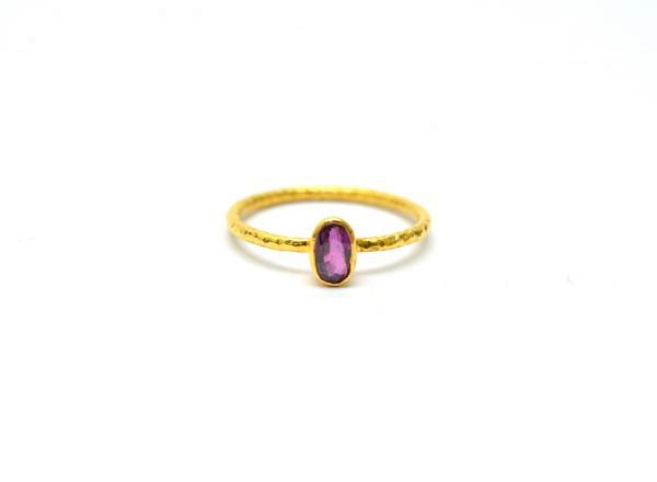 18K Solid Yellow Gold Oval Shape Ring With Natural Ruby Stone, SGTAN-1209, Sold By 1 Pcs.