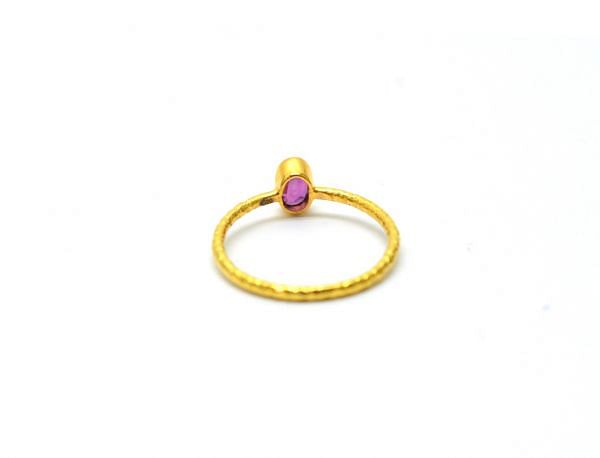 18K Solid Yellow Gold Oval Shape Ring With Natural Ruby Stone, SGTAN-1209, Sold By 1 Pcs.