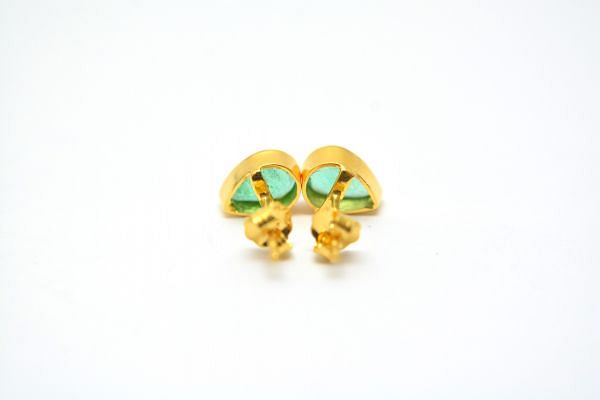 18K Solid Yellow Gold Pear Shape Studs With Natural Emerald Stone- 8x6mm, SGTAN-1235, Sold By 1 Pcs.