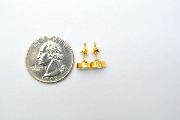 18K Solid Yellow Gold Pear Shape Studs With Natural Emerald Stone- 8x6mm, SGTAN-1235, Sold By 1 Pcs.