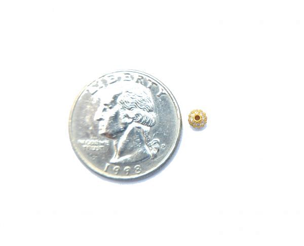 14K Solid Yellow Gold  Micro Pave Diamond Stone Bead- 4mm and Ball Shape, SGTAN-1238, Sold By 1 Pcs.