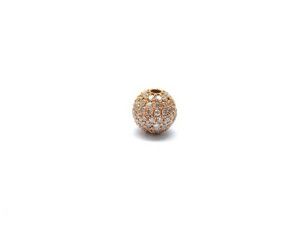 14K Solid Yellow Gold 6,00MM  Ball Shape Micro Pave Diamond Stone Bead, SGTAN-1239, Sold By 1 Pcs.