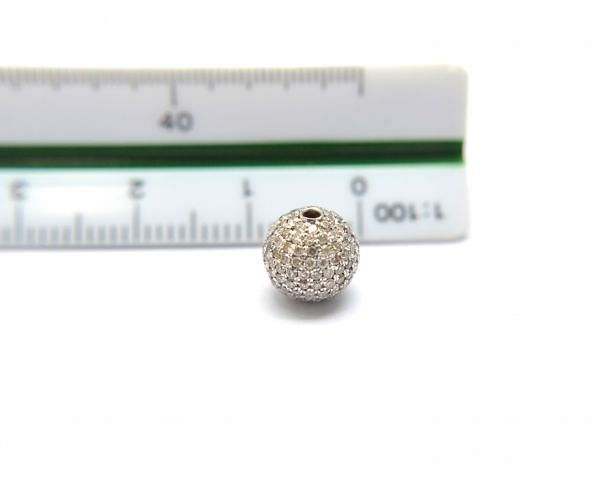 14K Solid Yellow Gold Ball Shape Micro Pave Diamond Stone 8,00mm Bead, SGTAN-1242, Sold By 1 Pcs.
