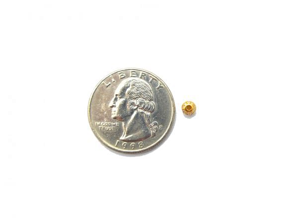 14K Solid Yellow Gold Ball Shape Micro Pave Diamond Stone Bead, (4,00mm), SGTAN-1245, Sold By 1 Pcs.