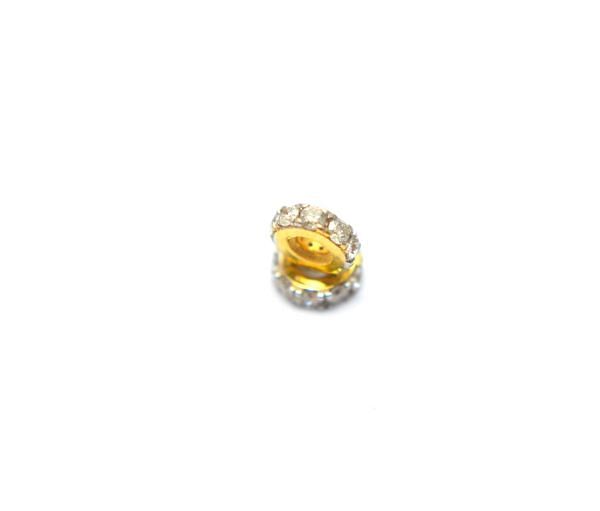 14K Solid Yellow Gold Wheel Shape Micro Pave Diamond Stone Bead- 4,00mm, SGTAN-1248, Sold By 1 Pcs.