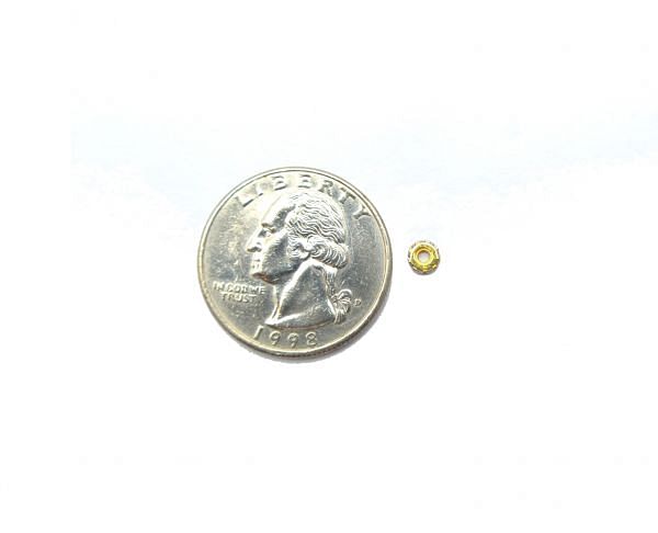 14K Solid Yellow Gold Wheel Shape Micro Pave Diamond Stone Bead- 4,00mm, SGTAN-1248, Sold By 1 Pcs.