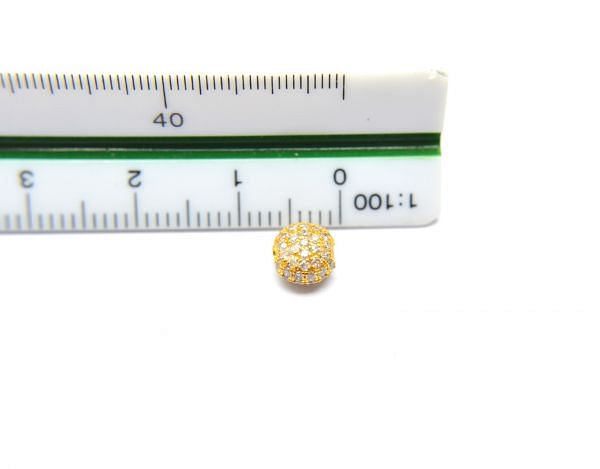 14K Solid Yellow Gold Coin Shape Micro Pave Diamond Stone 6,00mm Bead, SGTAN-1250, Sold By 1 Pcs.
