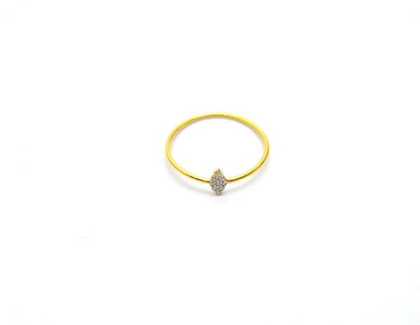 14K Solid Yellow Gold Marquise Shape Ring (Size- 7 No) With Diamond Stone Studded, SGTAN-1282, Sold By 1 Pcs.