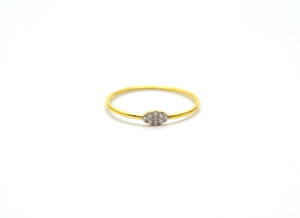 14K Solid Yellow Gold Ring (Size- 7 No) With Diamond Stone Studded, (Marquise Shape), SGTAN-1283, Sold By 1 Pcs.