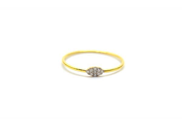 14K Solid Yellow Gold Ring (Size- 7 No) With Diamond Stone Studded, (Marquise Shape), SGTAN-1283, Sold By 1 Pcs.