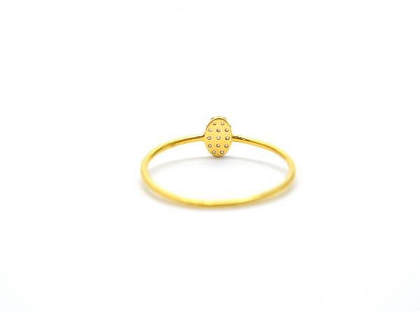 14K Solid Yellow Gold Diamond Stone Studded Ring (Size- 7 No) With Oval Shape, SGTAN-1285, Sold By 1 Pcs.