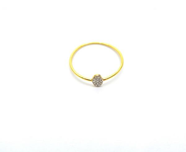 14K Solid Yellow Gold Diamond Stone Studded Ring (Size- 7 No) With Oval Shape, SGTAN-1285, Sold By 1 Pcs.